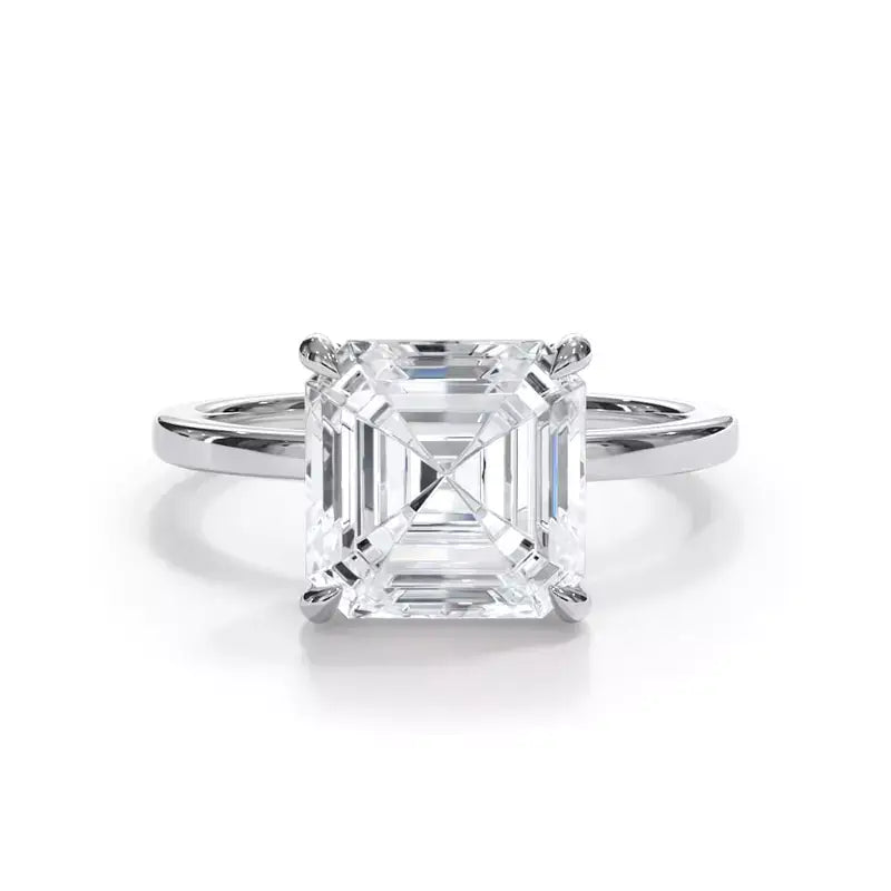 AGI Certified 2.00 CTW lab grown lab diamond solitaire engagement ring in 14K white gold with Asscher cut stone