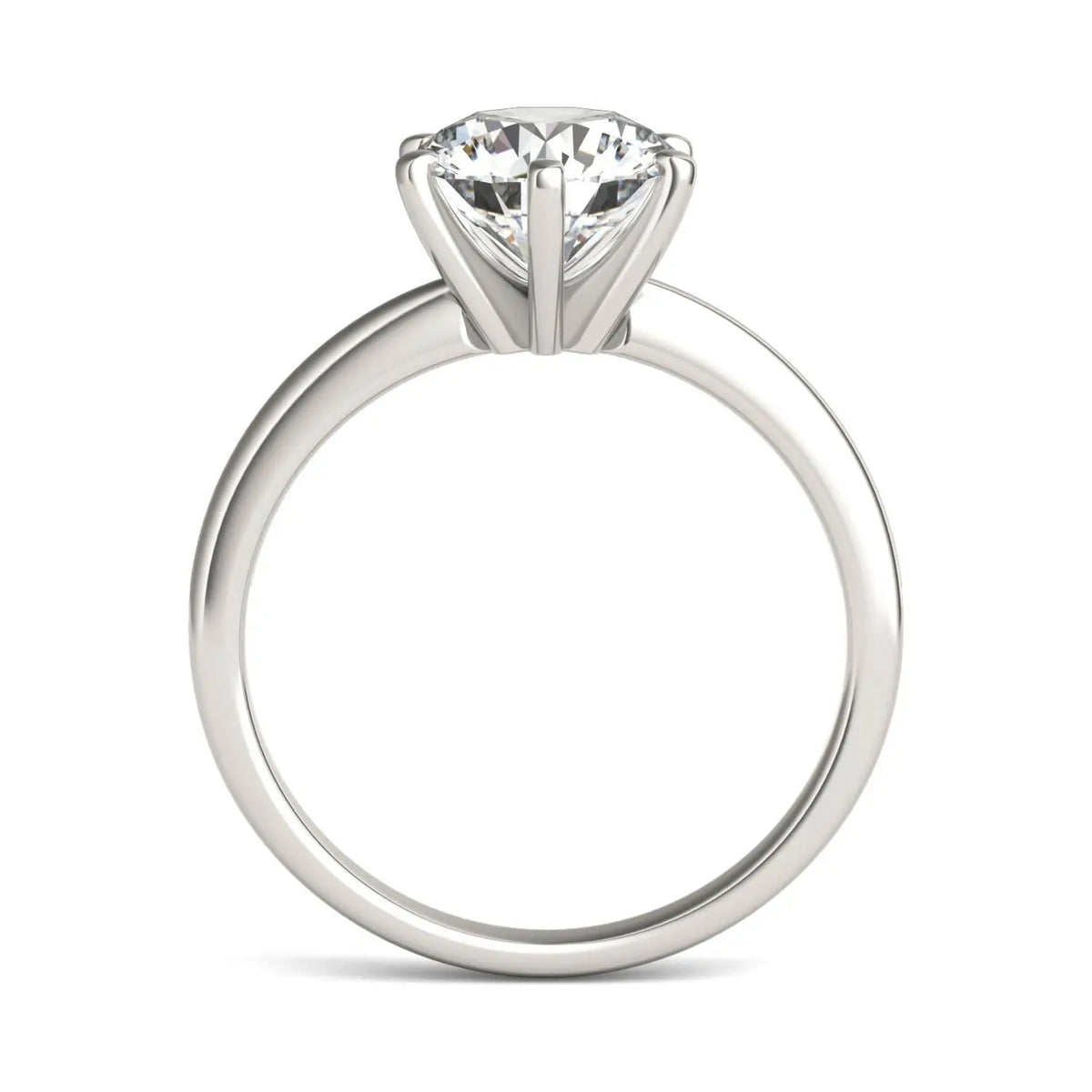 AGI Certified solitaire engagement ring with 2.00 CTW round lab grown diamond in 14K white gold six-prong setting