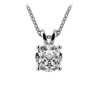 AGI Certified 2.00 CTW round lab grown diamond solitaire pendant with prong setting in 14K white gold chain