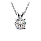 AGI Certified 2.00 CTW round brilliant lab grown diamond solitaire pendant in prong setting with 14K white gold chain