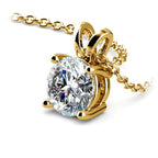 AGI Certified 2.00 CTW round lab grown diamond solitaire pendant in 14K yellow gold with prong setting and chain