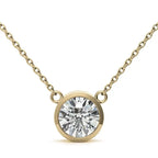 AGI Certified 2.00 CTW round lab grown diamond pendant in bezel set yellow gold with chain