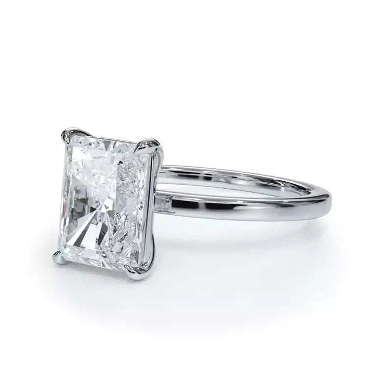 AGI Certified 2 CTW Lab-Grown Emerald Cut Diamond Solitaire Engagement Ring in 14K White Gold – G-VS Clarity - Maven Couture IncDiamond Ring