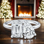 AGI Certified 3.50 CTW Toi Et Moi Lab Grown Diamond Ring in Pear & Emerald Cut 14K White Gold - Maven Couture IncDiamond Ring