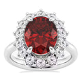AGI Certified 3CTW Oval Lab Ruby Princess Diana Engagement Ring With Lab Diamond Halo in Choice of 14K White or Yellow Gold – 9x7mm - Maven Couture IncDiamond Ring