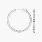 AGI Certified Inside Out 3 CTW Round Lab Grown Diamond 1" Hoop Earrings in 14K White Gold Overlay - Maven Couture IncEarrings