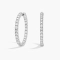 AGI Certified Inside Out 3 CTW Round Lab Grown Diamond 1" Hoop Earrings in 14K White Gold Overlay - Maven Couture IncEarrings