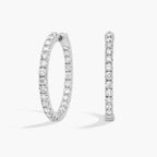 AGI Certified Inside Out 3 CTW Round Lab Grown Diamond 1" Hoop Earrings in 14K White Gold Overlay - Maven Couture IncEarrings