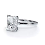 AGI Certified 2.00 CTW lab grown diamond solitaire engagement ring with rectangular clear stone in 14K white gold