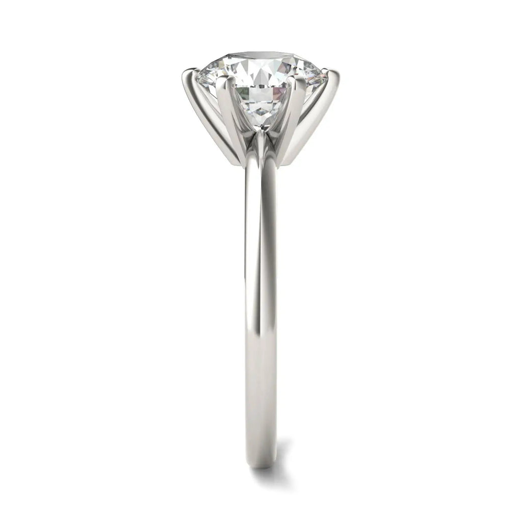AGI Certified 2.00 CTW lab grown diamond solitaire engagement ring in 14K white gold with six-prong setting and round brilliant cut
