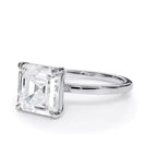 AGI Certified 2 CTW lab grown diamond solitaire engagement ring in 14K white gold with Asscher cut stone