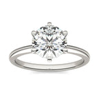 AGI Certified solitaire engagement ring with a round 2.00 CTW lab grown diamond in 14K white gold six-prong setting