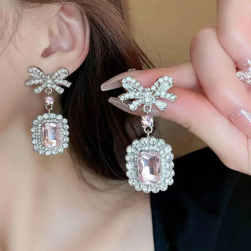 Exquisite alloy crystal dangle earrings for luxury fashion enthusiasts $10 1-pair alloy, crystal, rhinestone care avoid