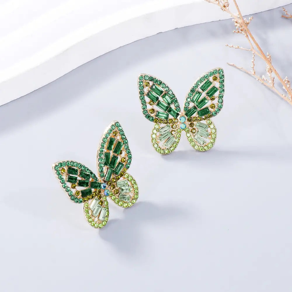 Elevate your style with exclusive rhinestone butterfly earrings for women $7.99 1-pair alloy, rhinestone for a touch