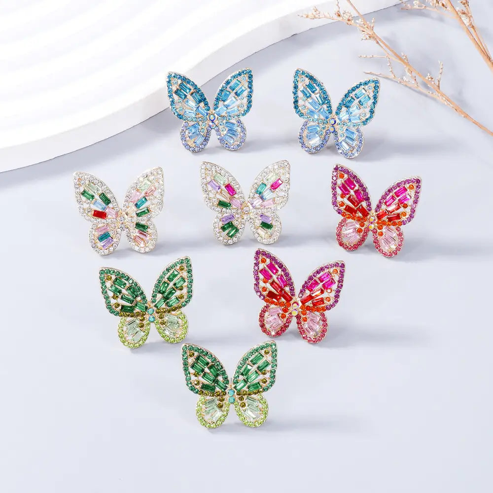 Elevate your style with exclusive rhinestone butterfly earrings for women $7.99 1-pair alloy, rhinestone for a touch