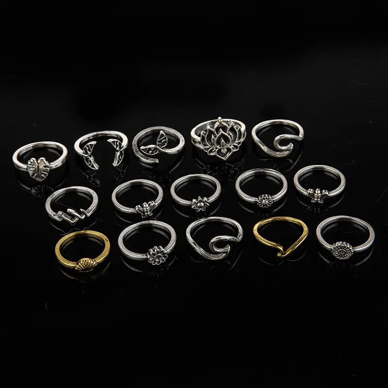 Elevate your style with the exclusive 15-piece ring set in luxury fashion $10.99 15-piece alloy care to preserve