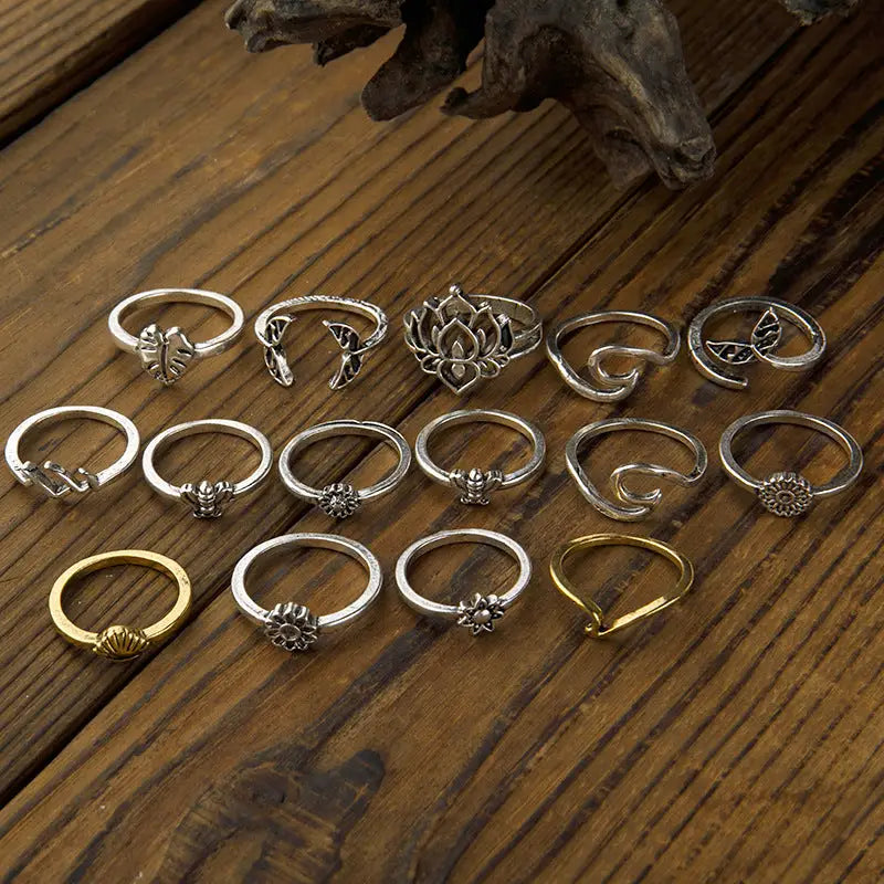 Elevate your style with the exclusive 15-piece ring set in luxury fashion $10.99 15-piece alloy care to preserve