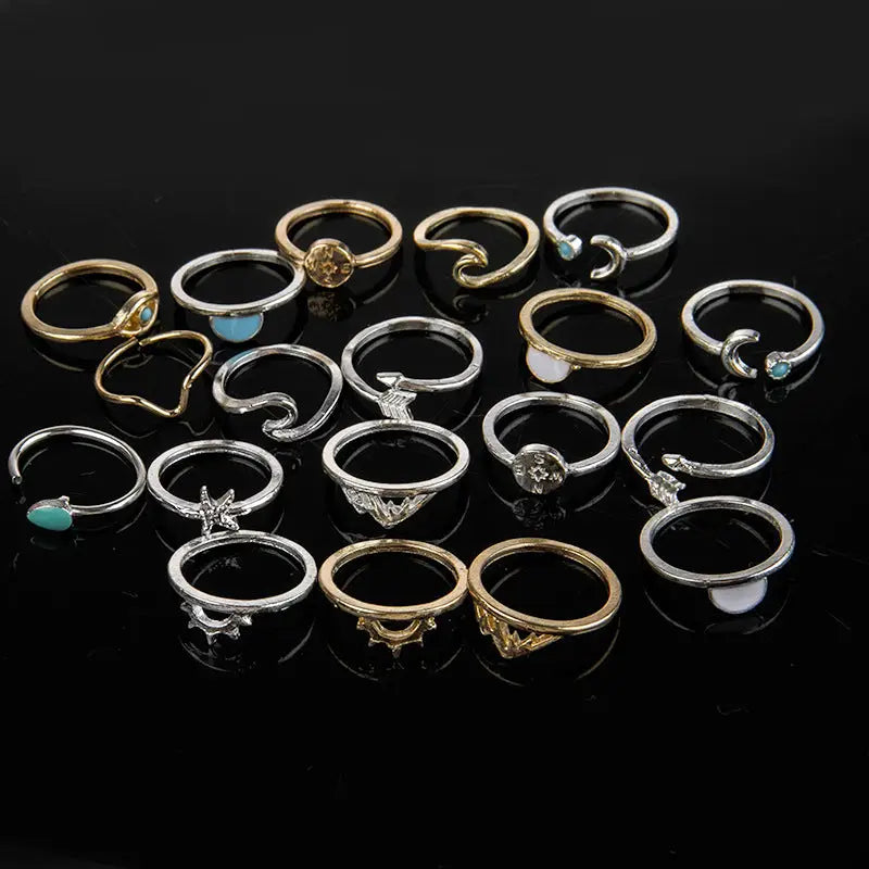 Elevate your style with a luxury fashion ring set for women $15.99 19-piece alloy, carefully crafted to offer