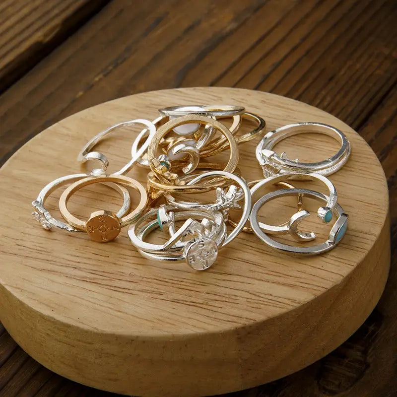 Elevate your style with a luxury fashion ring set for women $15.99 19-piece alloy, carefully crafted to offer