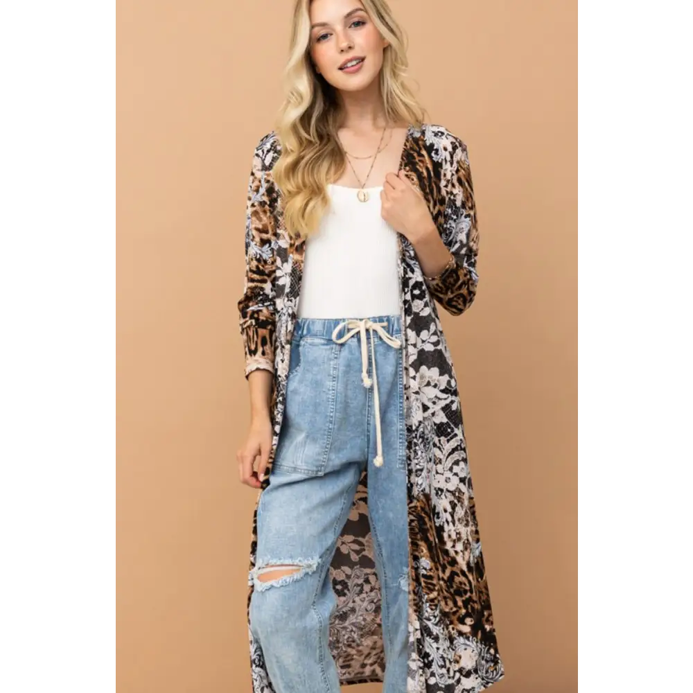 Leopard kimono cardigan in timeless luxury fashion for woman $38.22 the leopard kimono open front longline cardigan