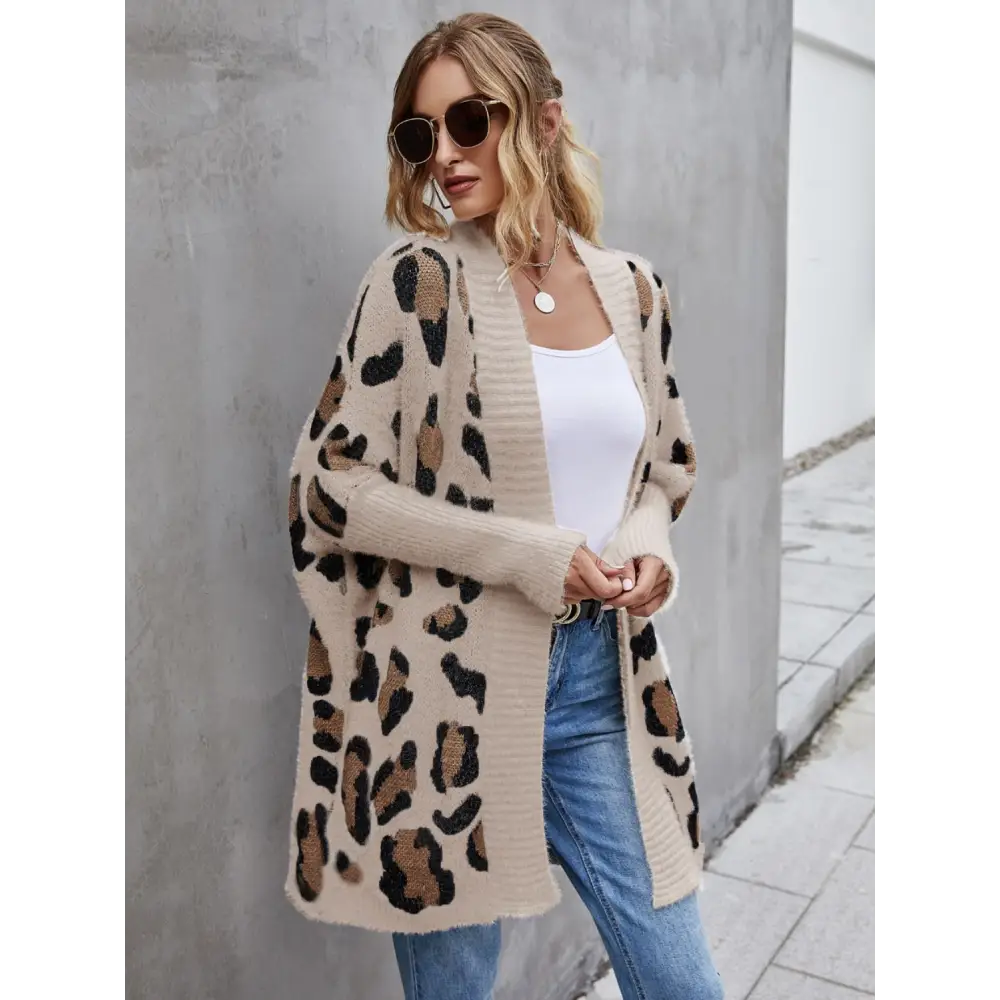 Angel wings leopard pattern fuzzy cardigan in luxury fashion for women $33.99 pattern leopard casual basic style