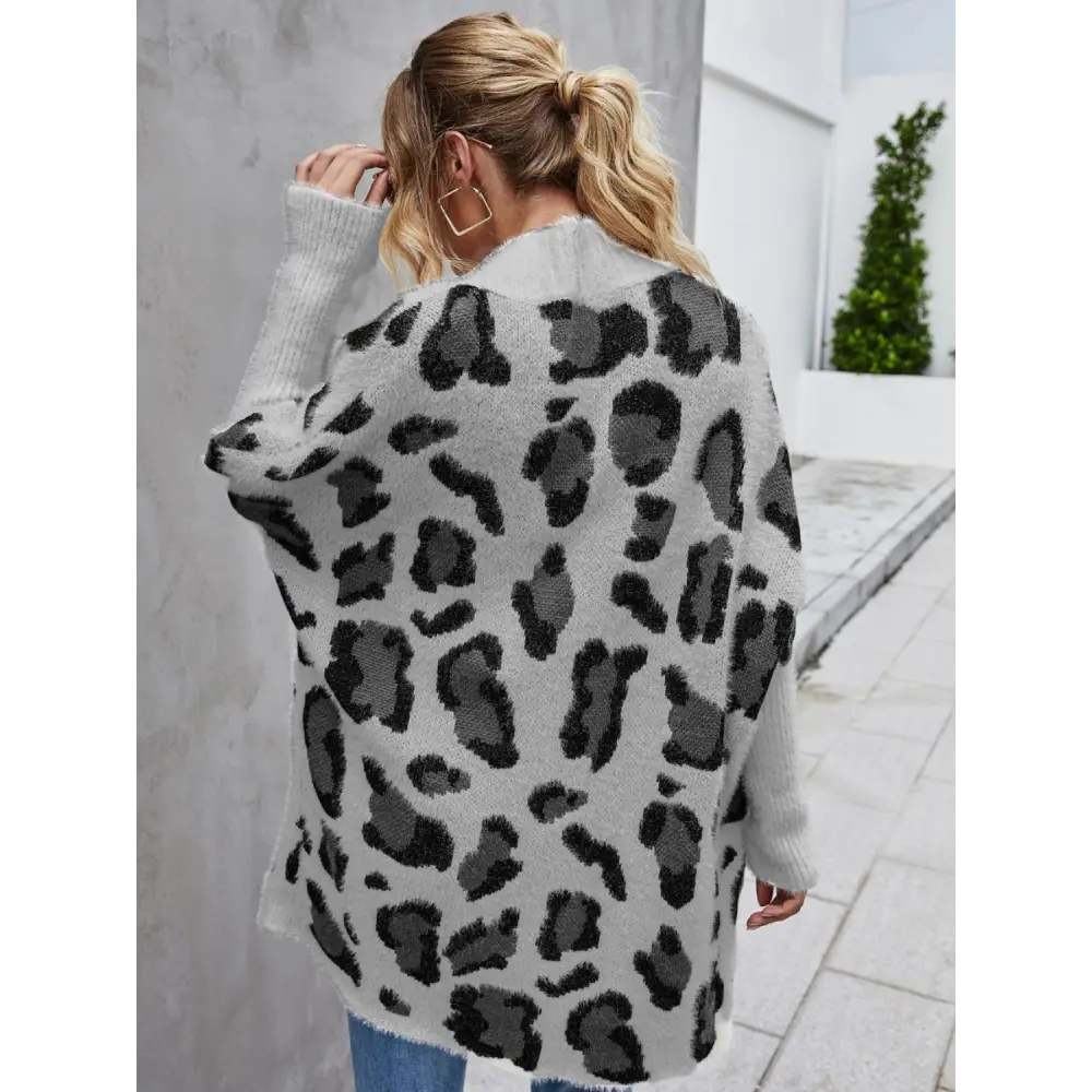 Angel wings leopard pattern fuzzy cardigan in luxury fashion for women $33.99 pattern leopard casual basic style