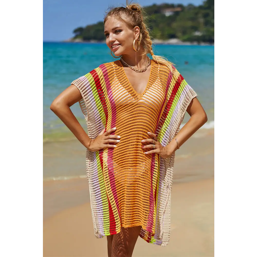 Angel wings openwork striped knit cover up in luxury fashion for women $10.99 experience the elegance of openwork