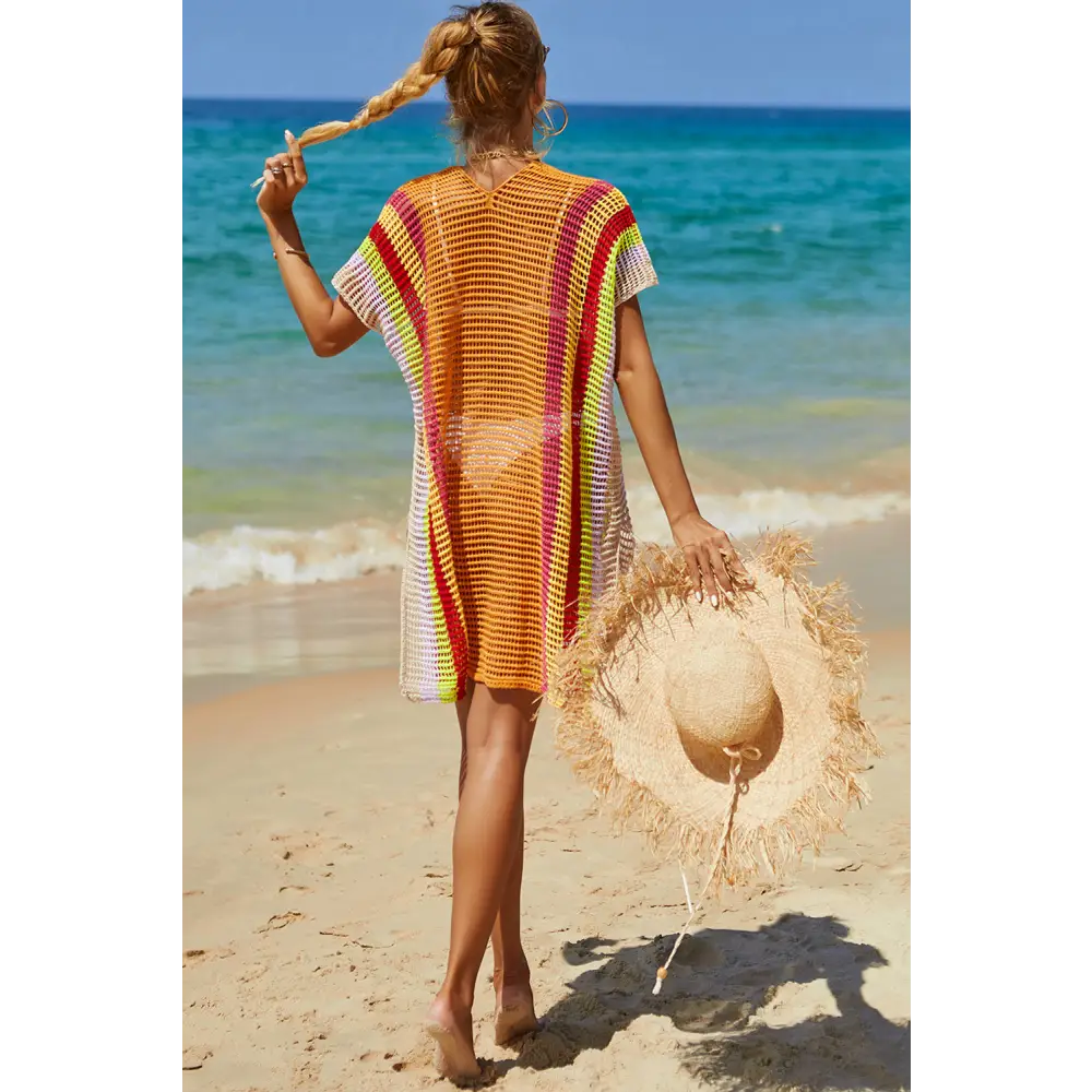 Angel wings openwork striped knit cover up in luxury fashion for women $10.99 experience the elegance of openwork