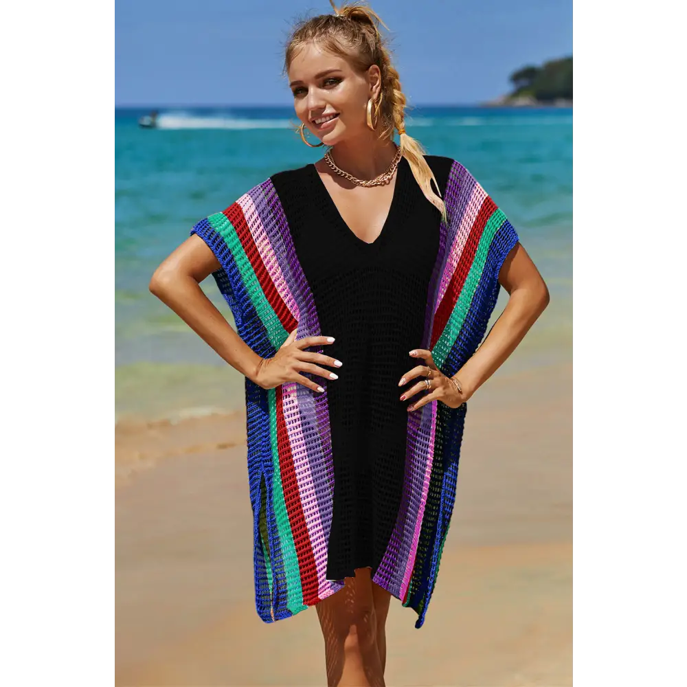 Angel wings openwork striped knit cover up in luxury fashion for women $10.99 experience the elegance of openwork