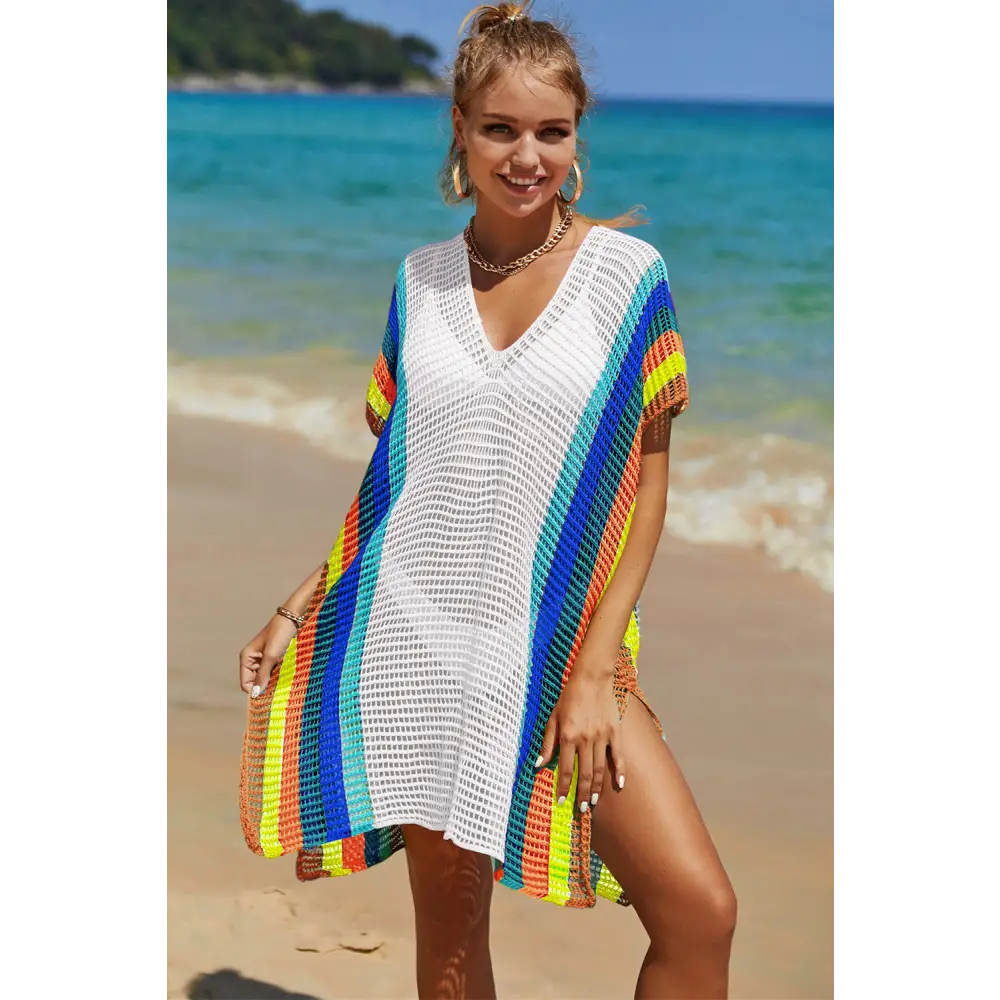 Angel wings openwork striped knit cover up in luxury fashion for women $10.99 experience the elegance of openwork