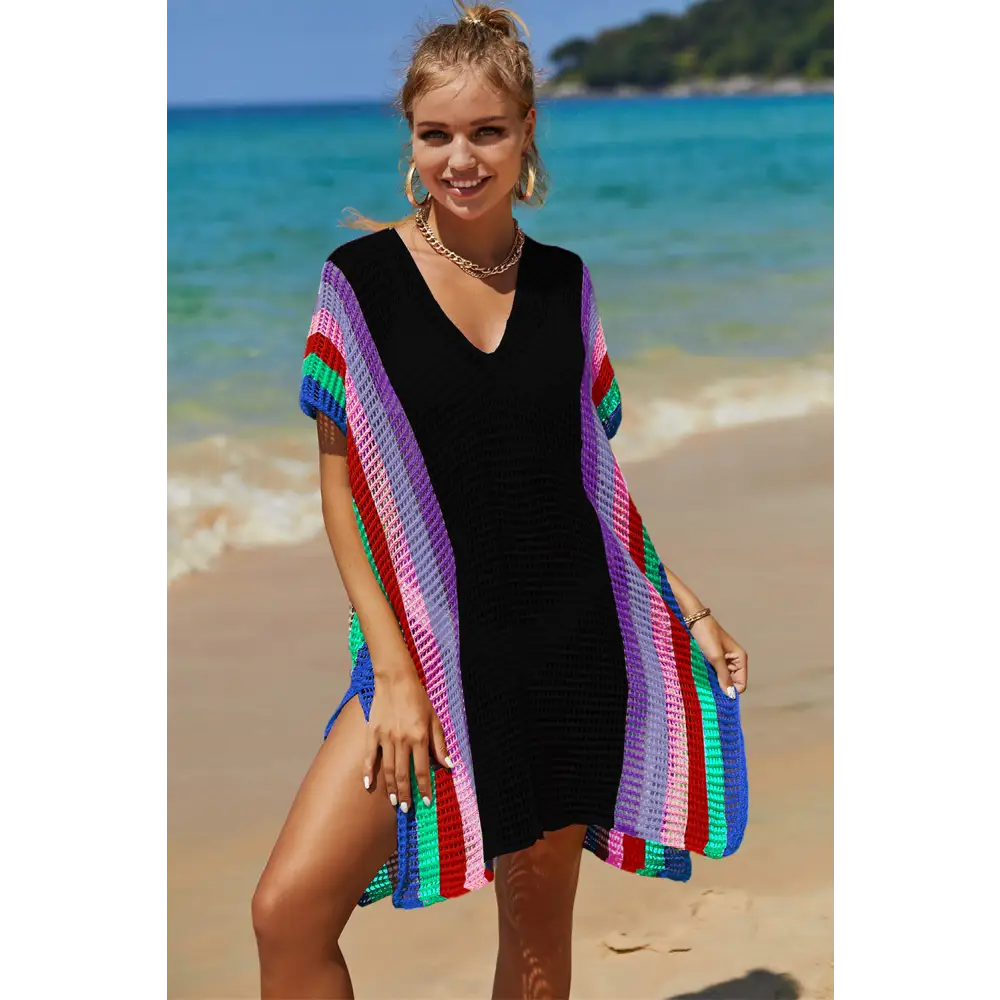 Angel wings openwork striped knit cover up in luxury fashion for women $10.99 experience the elegance of openwork