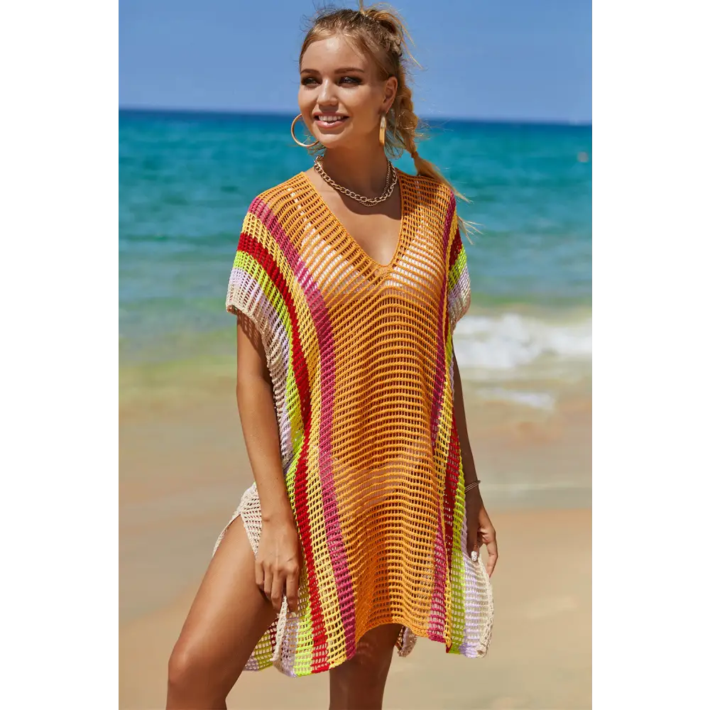 Angel wings openwork striped knit cover up in luxury fashion for women $10.99 experience the elegance of openwork