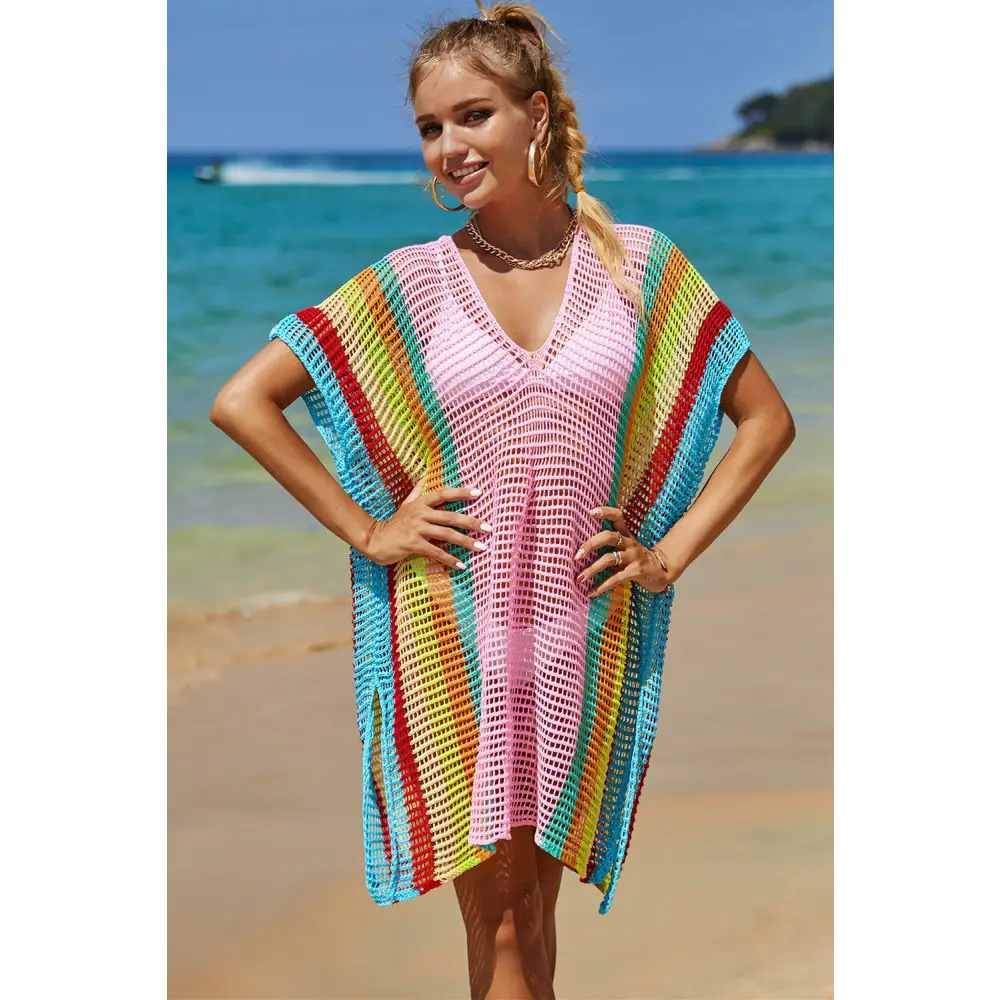 Angel wings openwork striped knit cover up in luxury fashion for women $10.99 experience the elegance of openwork