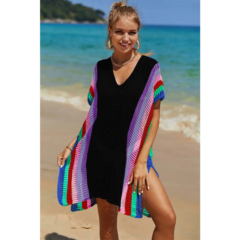 Angel wings openwork striped knit cover up in luxury fashion for women $10.99 experience the elegance of openwork