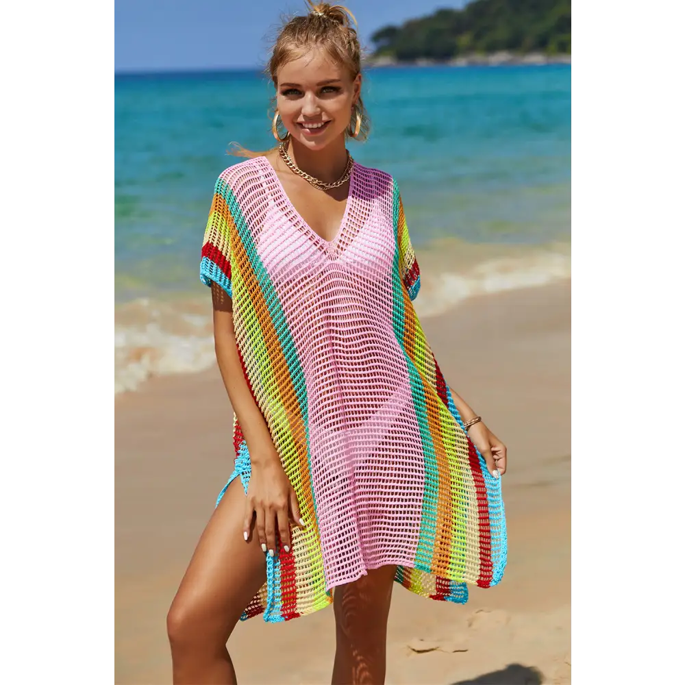 Angel wings openwork striped knit cover up in luxury fashion for women $10.99 experience the elegance of openwork