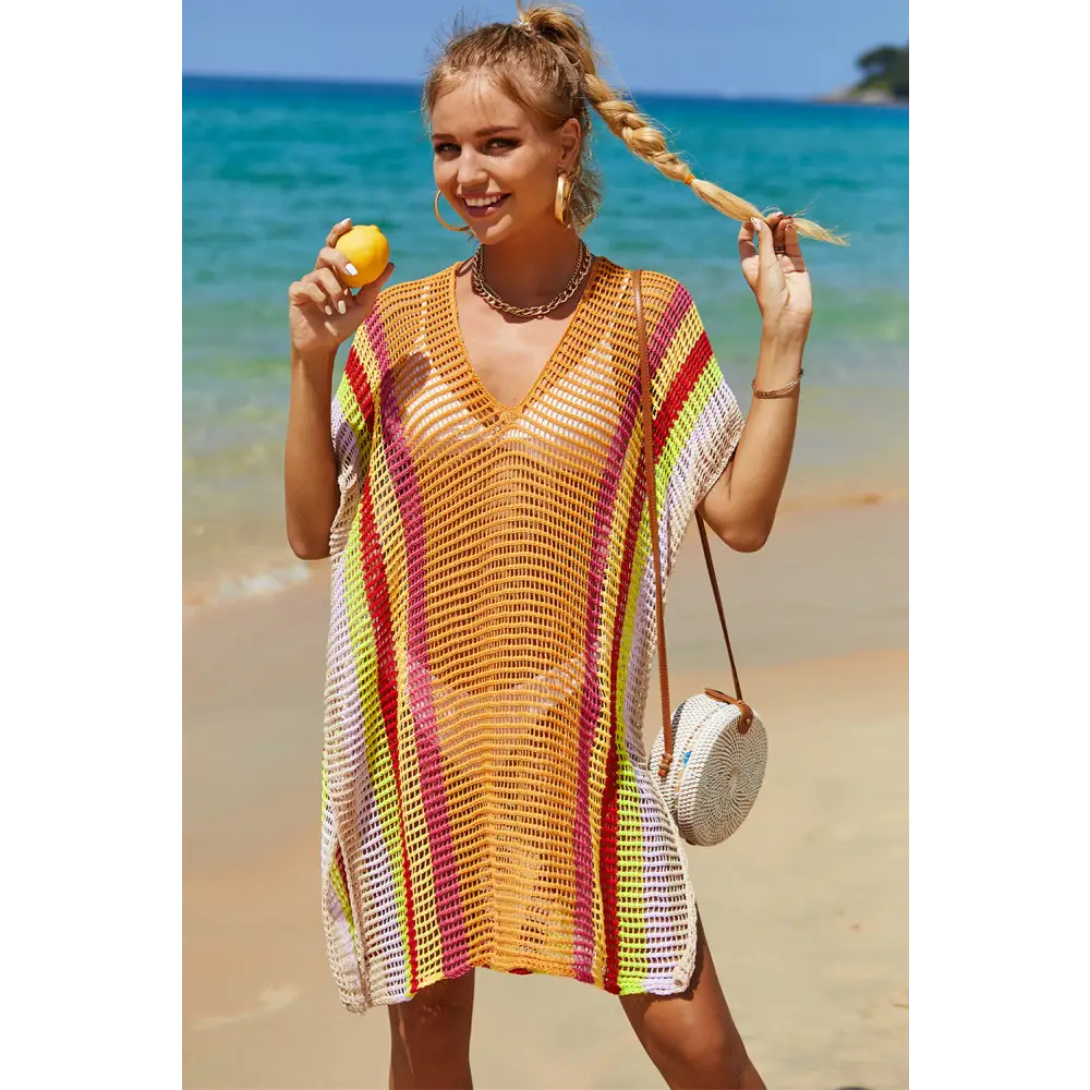 Angel wings openwork striped knit cover up in luxury fashion for women $10.99 experience the elegance of openwork