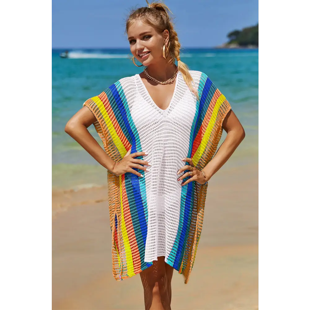 Angel wings openwork striped knit cover up in luxury fashion for women $10.99 experience the elegance of openwork