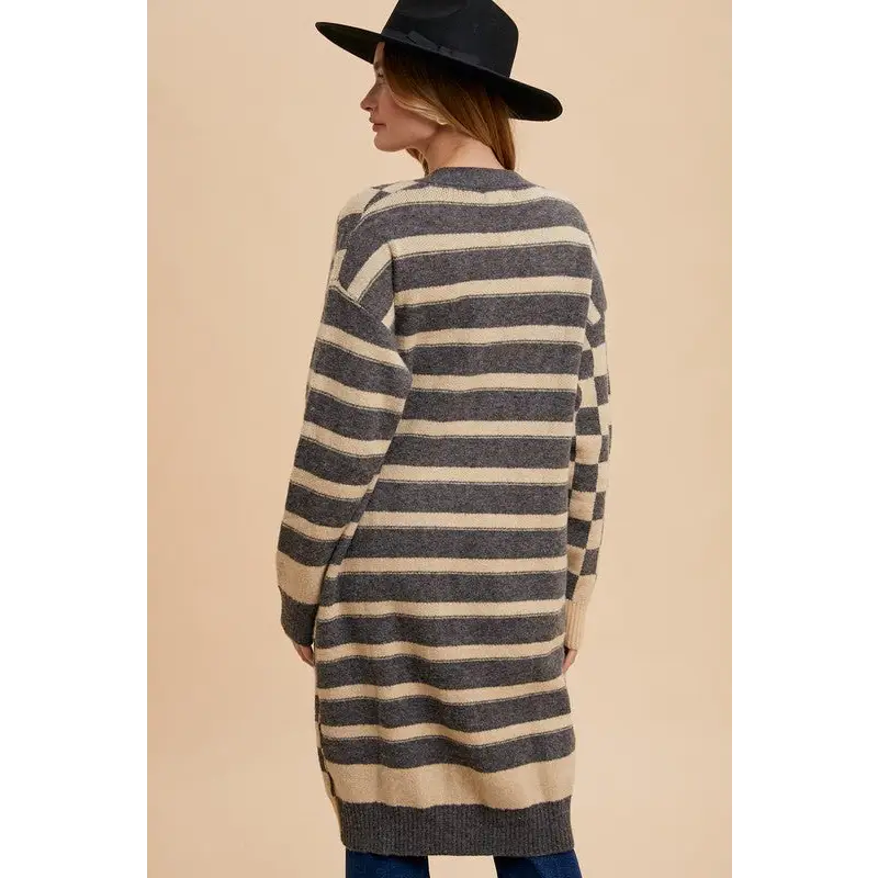 Annie wear timeless open front cardigan for luxury fashion for women $64.99 the checkered & striped open front long