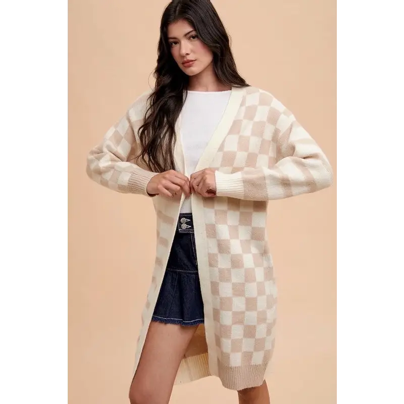 Annie wear checkered & striped open front long sleeve cardigan $64.99 the checkered & striped open front long sleeve