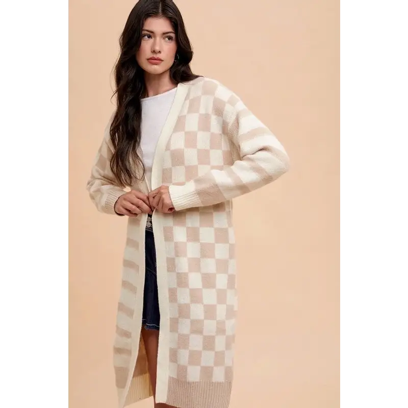 Annie wear checkered & striped open front long sleeve cardigan $64.99 the checkered & striped open front long sleeve