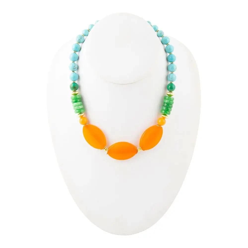 Apricot Orange Agate Chunky Golden Statement Necklace - Maven Couture IncNecklaces