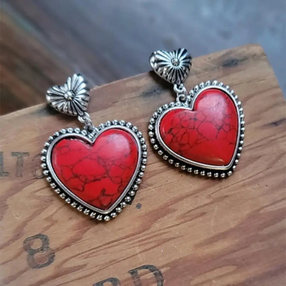 Radiant turquoise heart dangle earrings for luxury fashion and accessories $7.99 1-piece, a striking statement