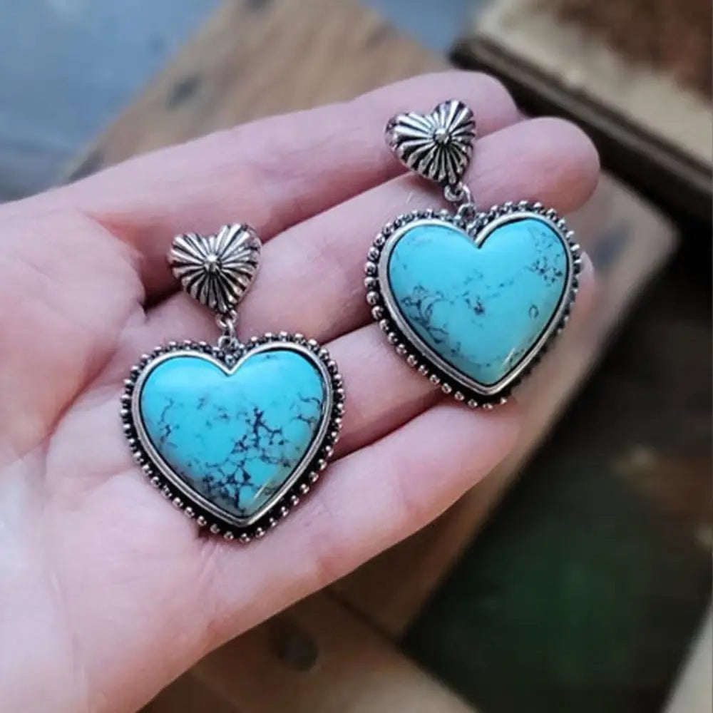 Radiant turquoise heart dangle earrings for luxury fashion and accessories $7.99 1-piece, a striking statement