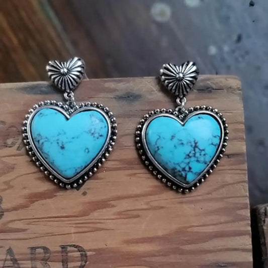 Radiant turquoise heart dangle earrings for luxury fashion and accessories $7.99 1-piece, a striking statement