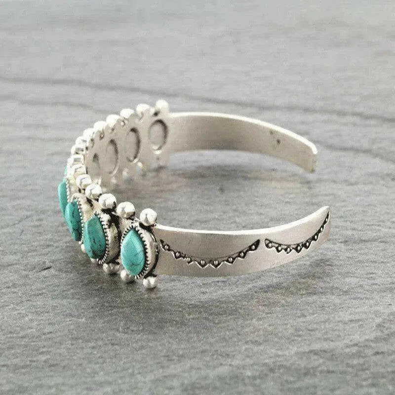 Exquisite turquoise alloy open bracelet in luxury fashion for women $9 1-piece exquisite artificial turquoise,