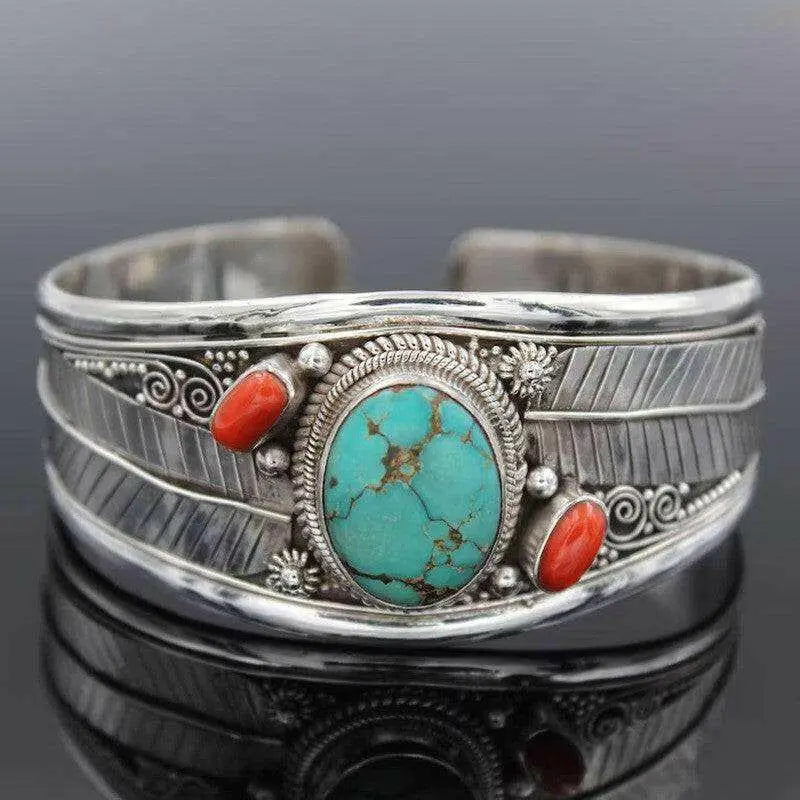 Exquisite turquoise alloy open bracelet in luxury fashion for women $10 1-piece exquisite artificial turquoise,