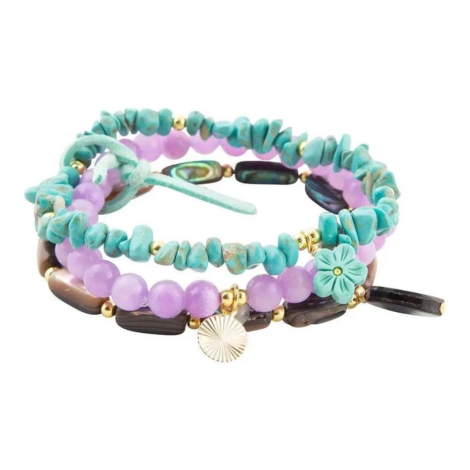 Aruba Blue and Purple Stretch Bracelet Set - Maven Couture IncBracelets
