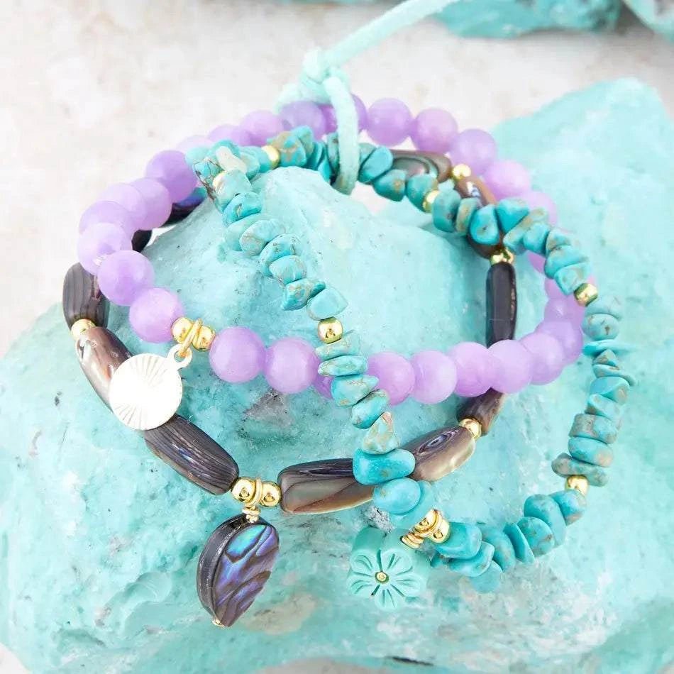 Aruba Blue and Purple Stretch Bracelet Set - Maven Couture IncBracelets
