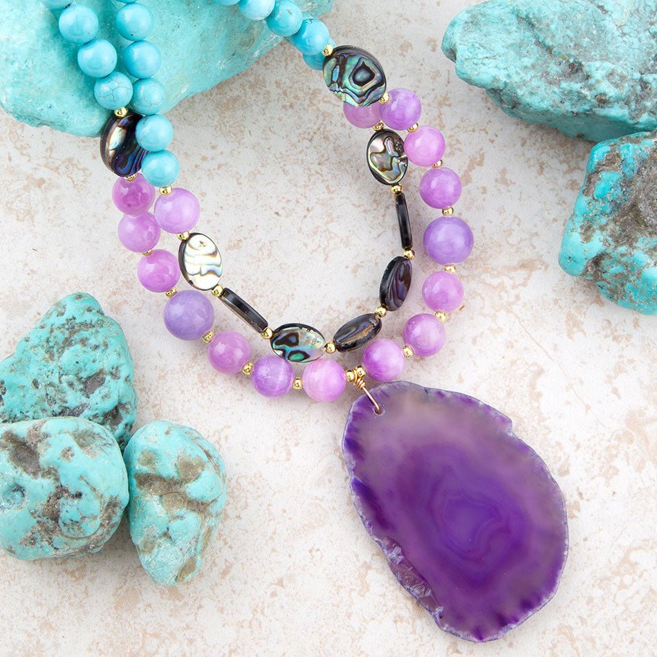 Aruba Purple Jade Statement Pendant Necklace - Maven Couture IncNecklaces