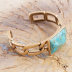 Athena Blue Turquoise Golden Cuff Bracelet - Maven Couture IncBracelets